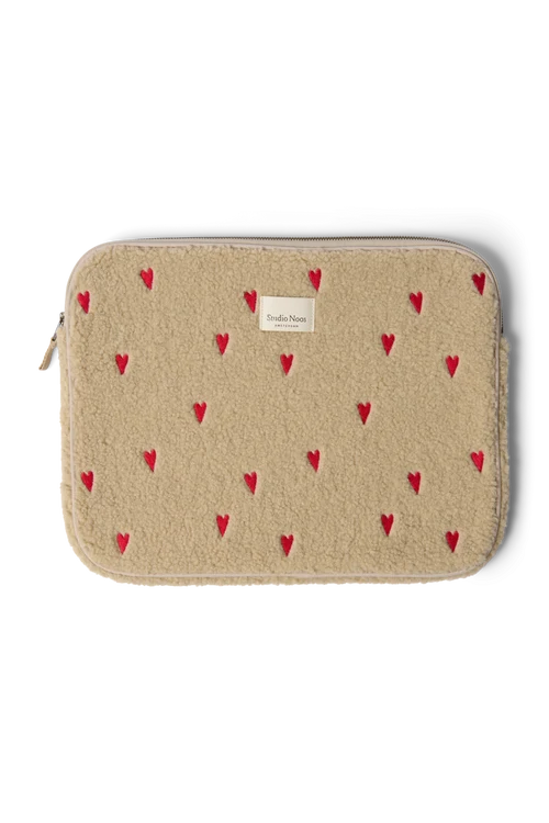 Teddy Laptop Sleeve 15 Inch | Ecru Hearts