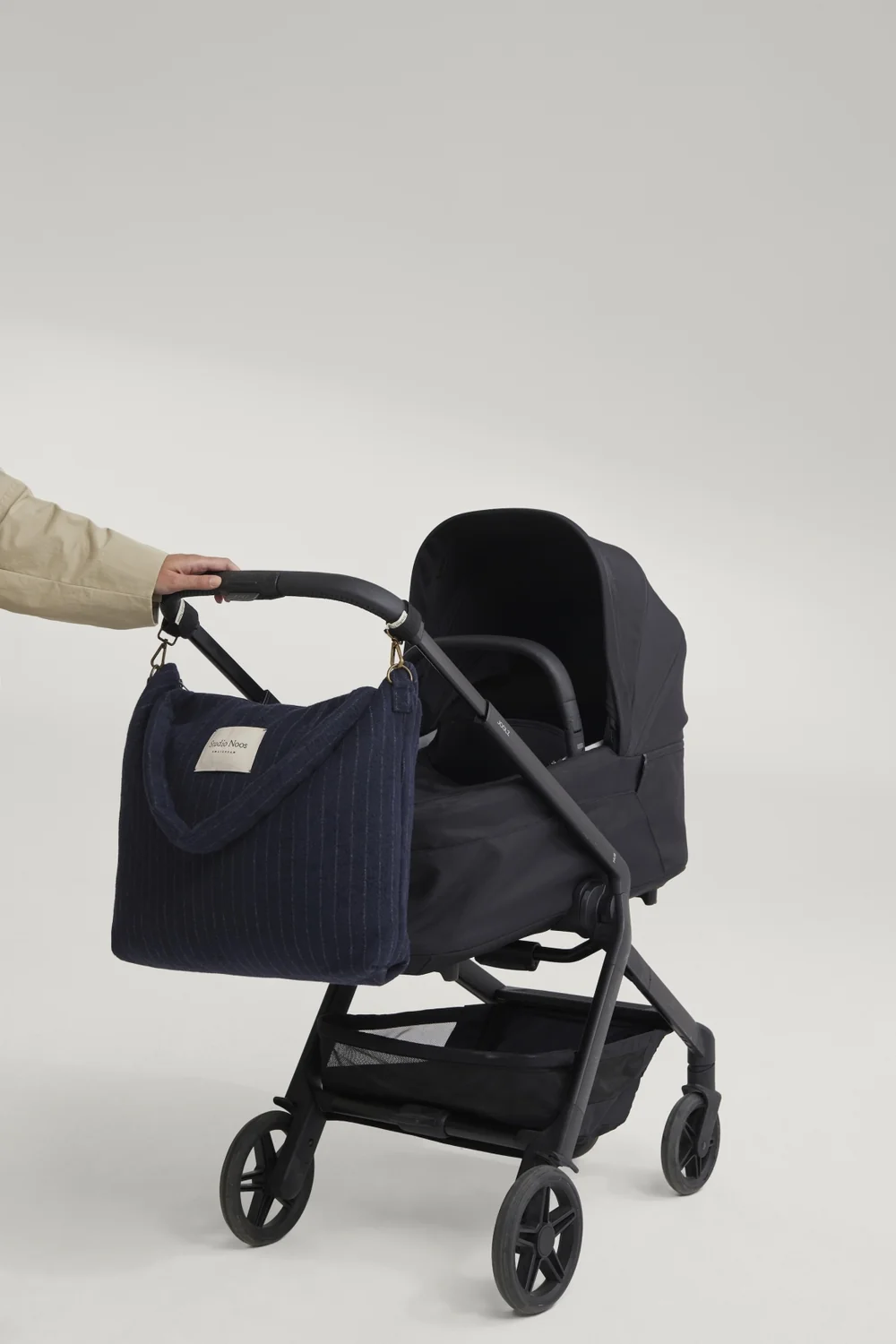 Flannel Chalkstripe Diaper Bag | Dark Blue