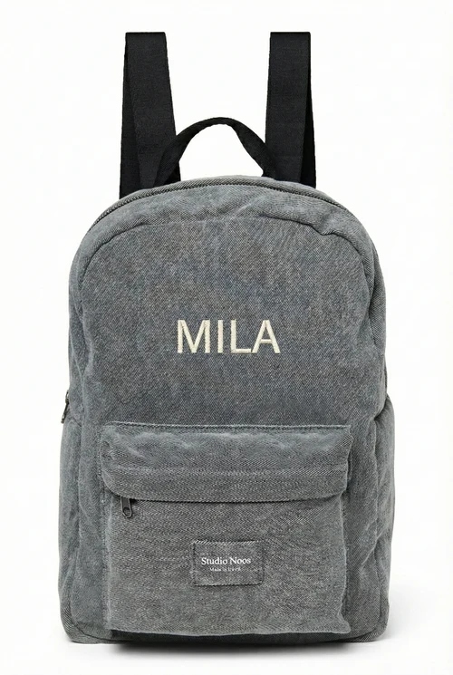 Denim Midi Backpack | Grey