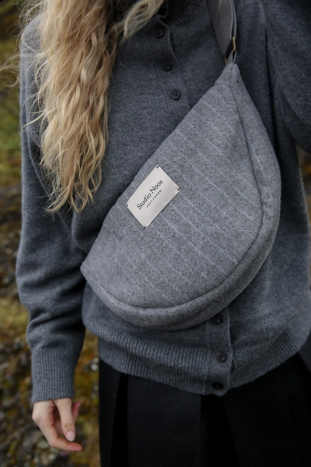 Flannel Chalkstripe Adult Fanny Pack | Light Grey