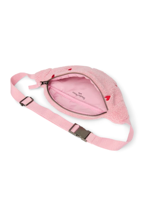 Teddy Mini Fanny Pack | Light Pink Hearts