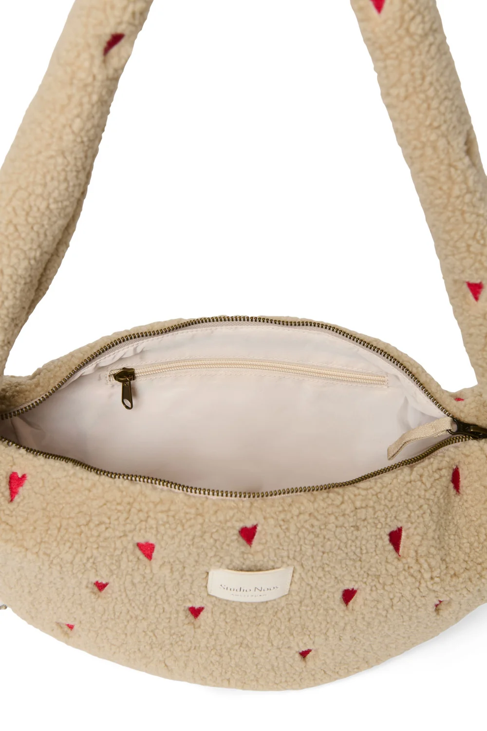 Teddy Mini Cross Body Bag | Ecru Hearts