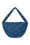 Denim Cross Body Bag | Dark Blue White Hearts
