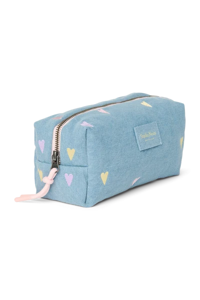 Denim Pouch | Light Blue Hearts