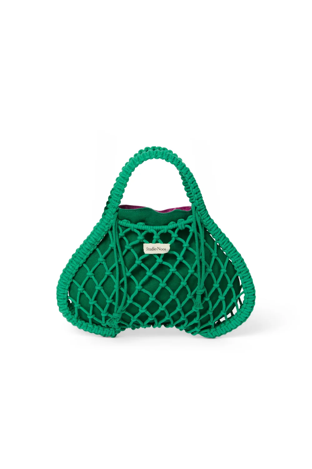 Purple-Green Reversible Insert | Green Macram&eacute; Mini Handbag with