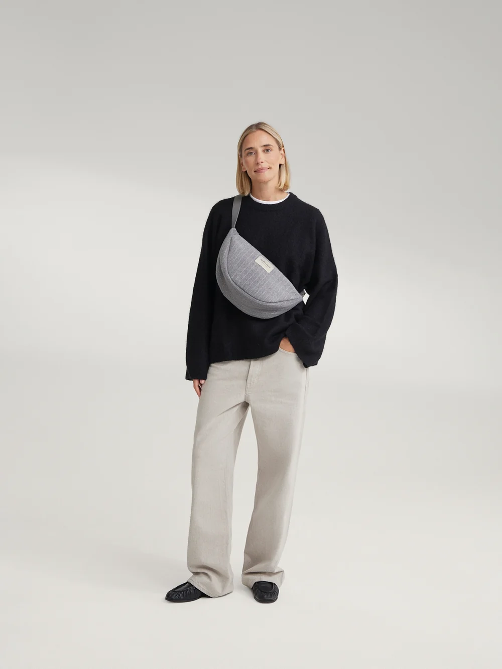Flannel Chalkstripe Adult Fanny Pack | Light Grey