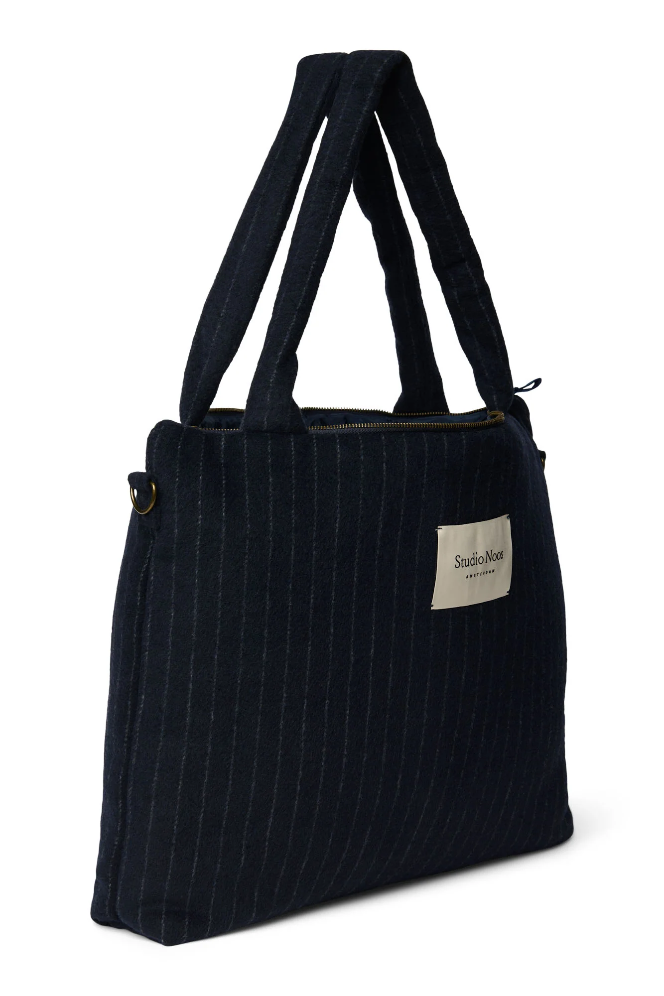 Flannel Chalkstripe Diaper Bag | Dark Blue