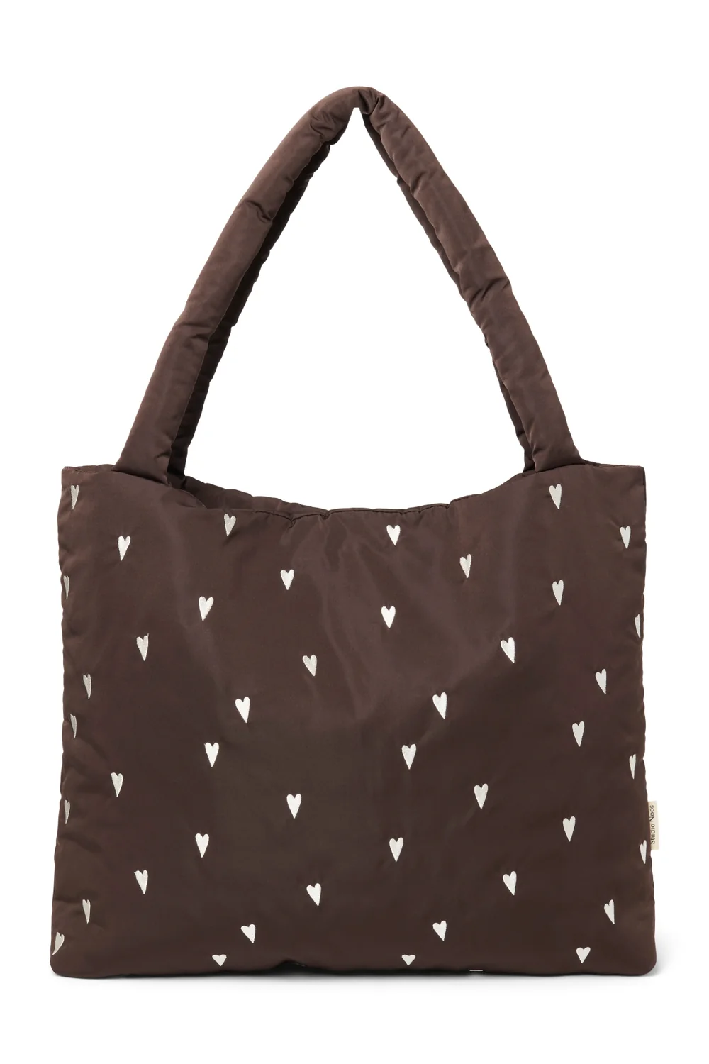 Puffy Mom Bag | Brown Hearts