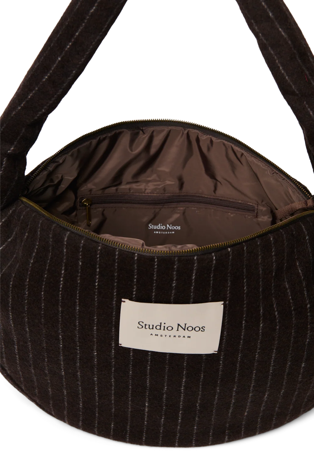 Flannel Chalkstripe Cross Body Bag | Brown