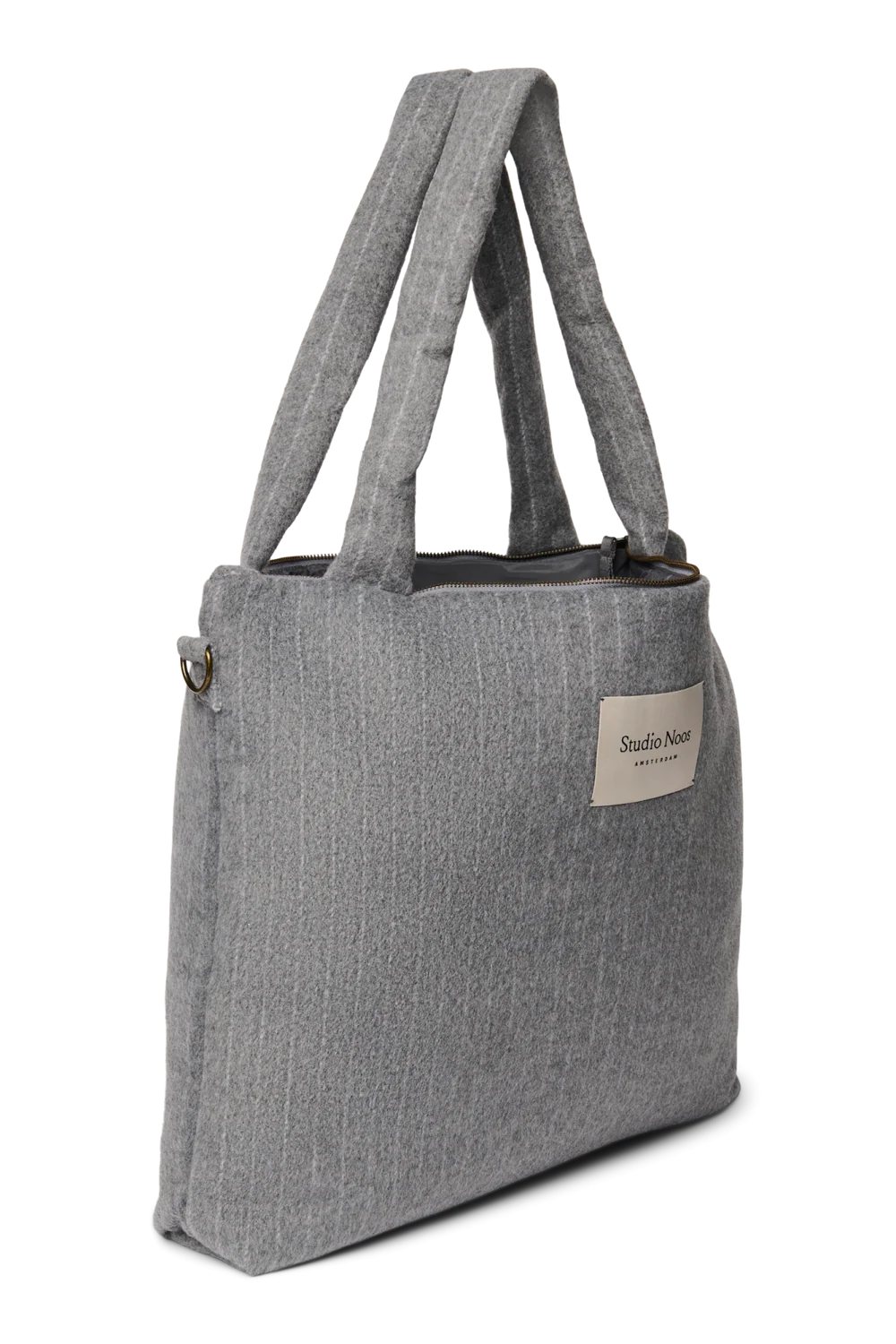 Flannel Chalkstripe Diaper Bag | Light Grey