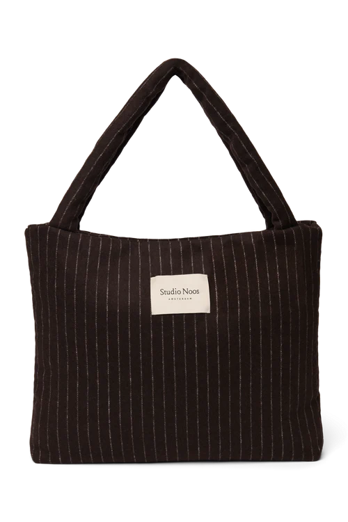 Flannel Chalkstripe Mom Bag | Brown