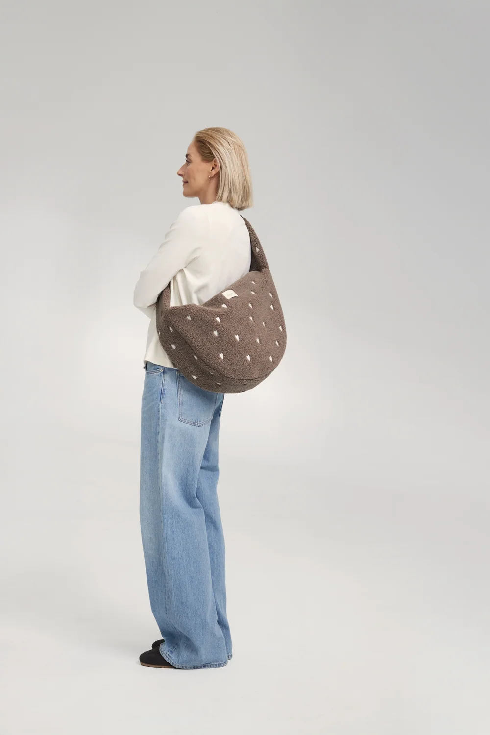 Teddy Cross Body Bag | Brown Hearts