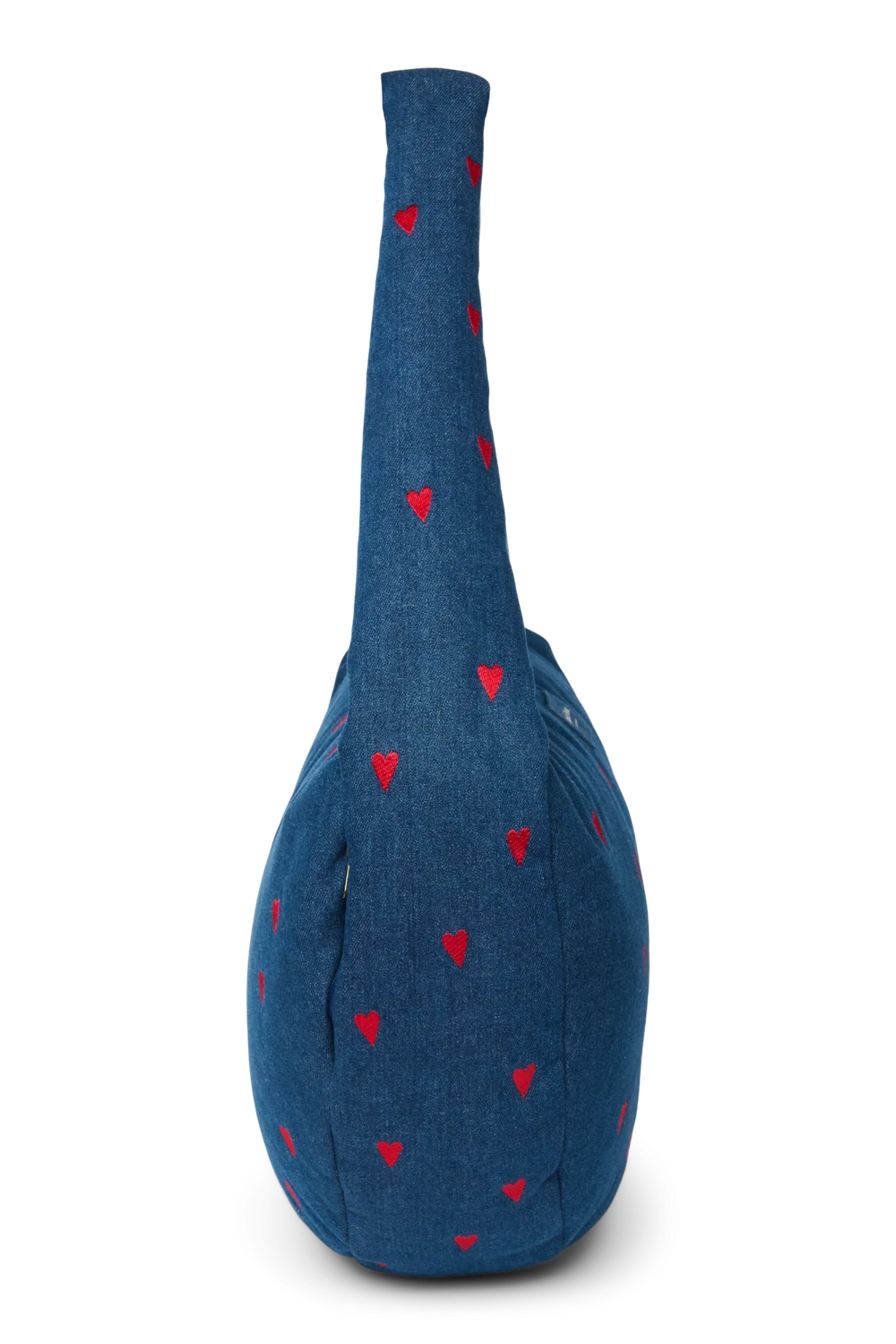 Denim Cross Body Bag | Dark Blue Red Hearts