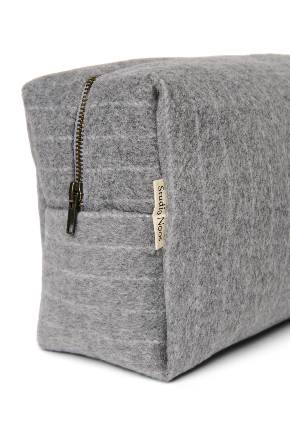 Flannel Chalkstripe Toiletry Bag | Light Grey