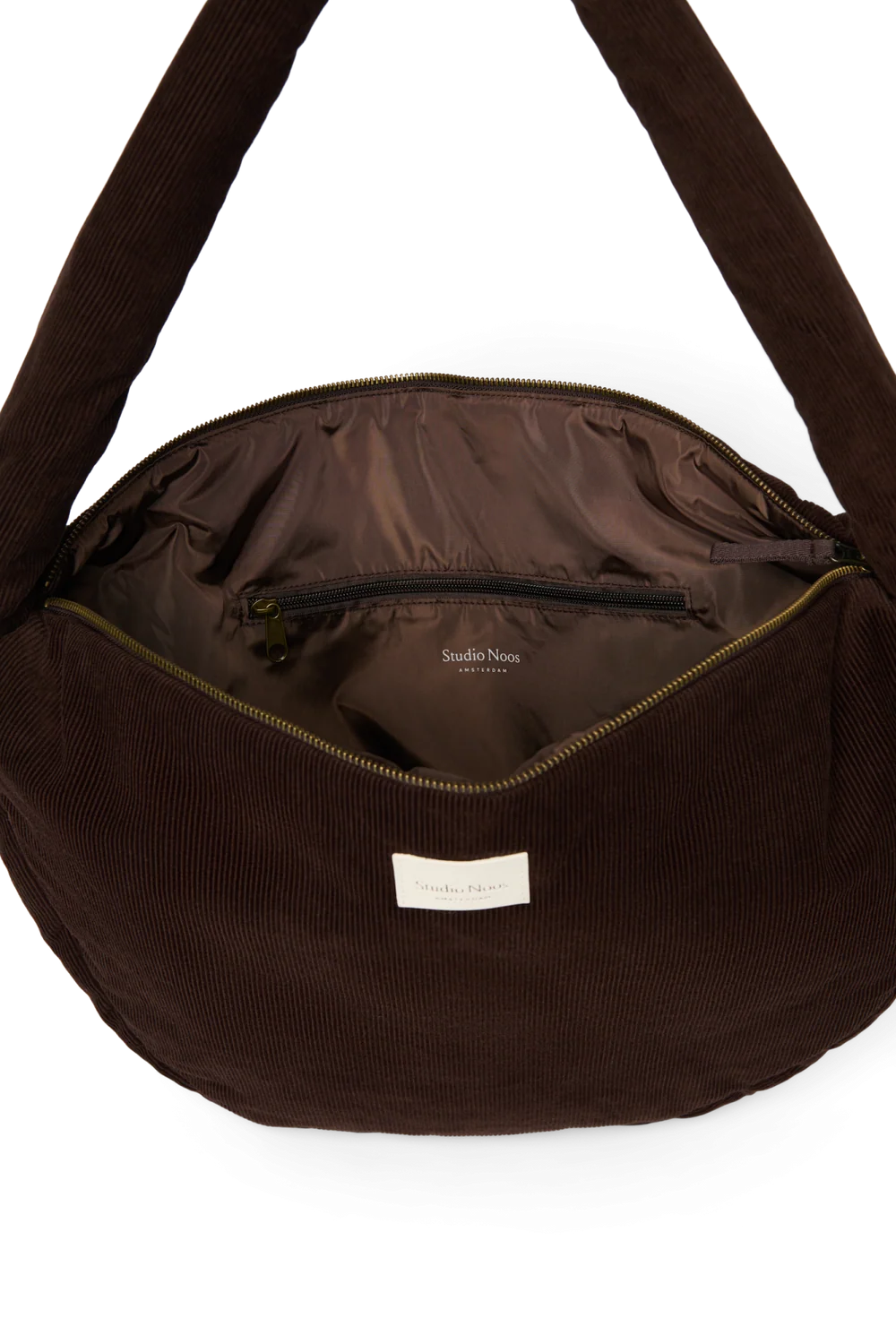 Rib Puffy Cross Body Bag | Dark Brown
