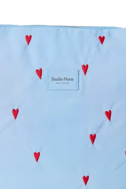 Puffy Diaper Bag | Light Blue Hearts