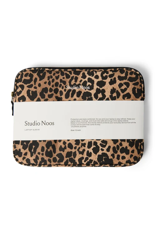 Cotton Laptop Sleeve 13 Inch | Brown Leopard
