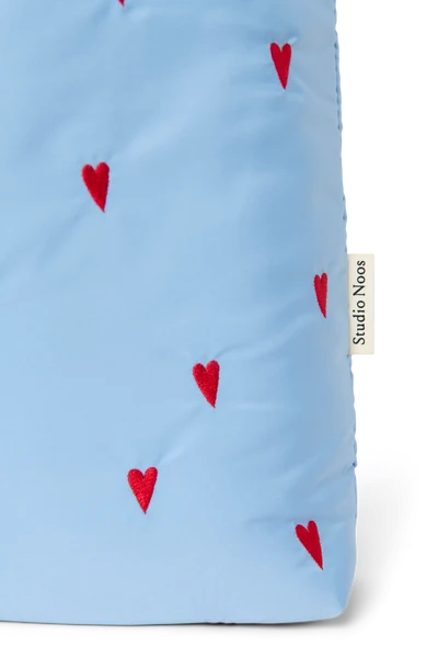 Puffy Mom Bag | Light Blue Hearts
