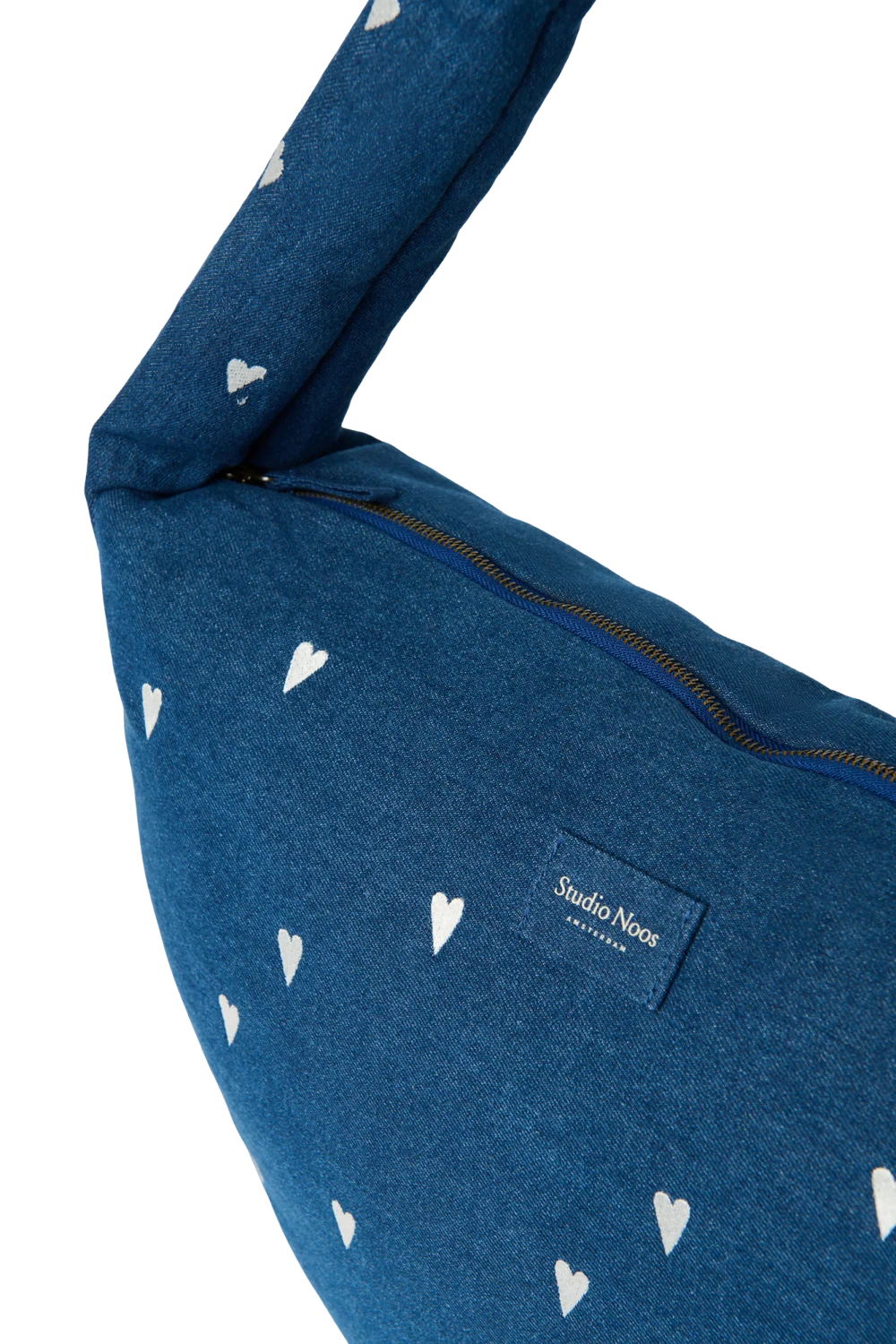 Denim Cross Body Bag | Dark Blue White Hearts
