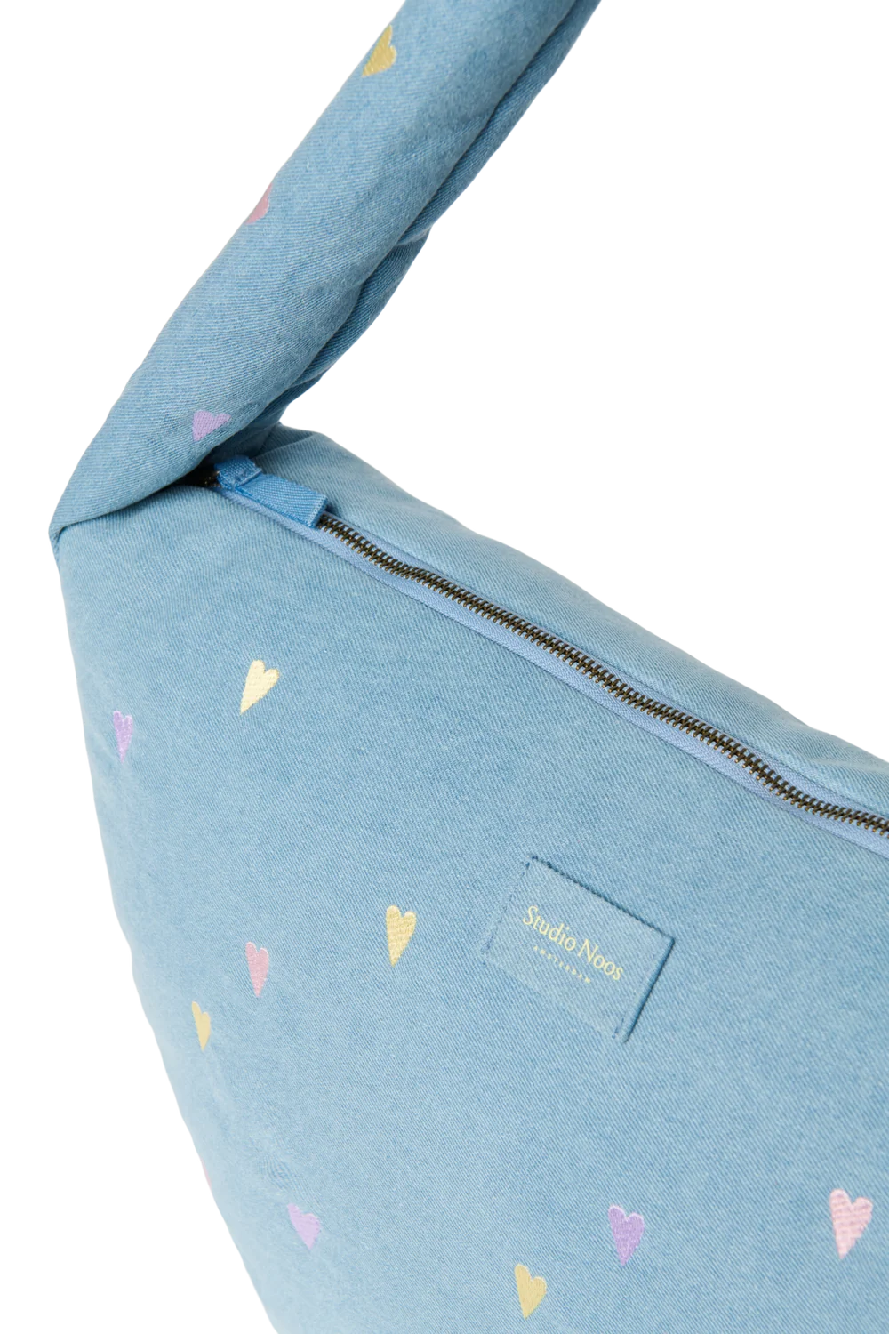 Denim Cross Body Bag | Light Blue Hearts