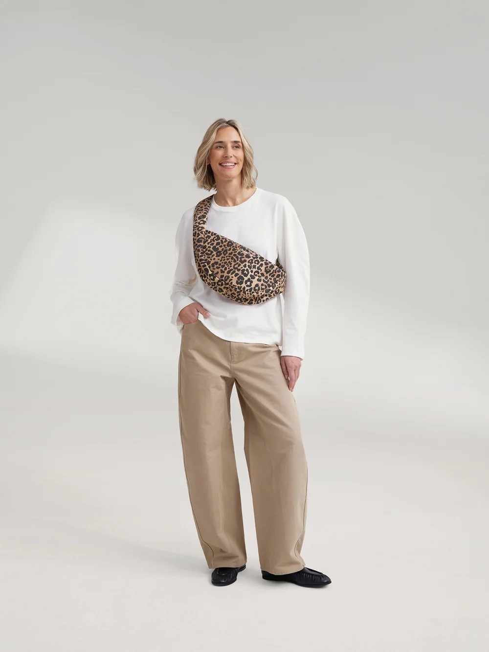 Cotton Mini Cross Body Bag | Brown Leopard