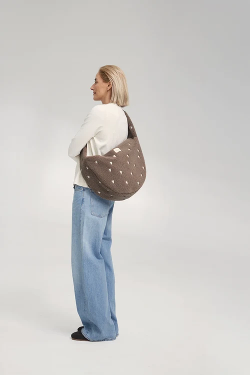 Teddy Cross Body Bag | Brown Hearts
