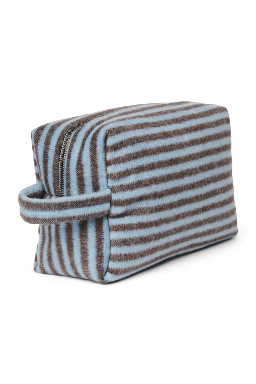 Stripy Wool Toiletry Bag | Light Blue / Brown