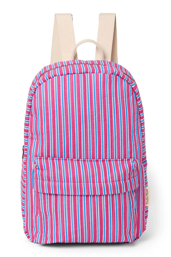 Poplin Striped Midi Backpack | Raspberry
