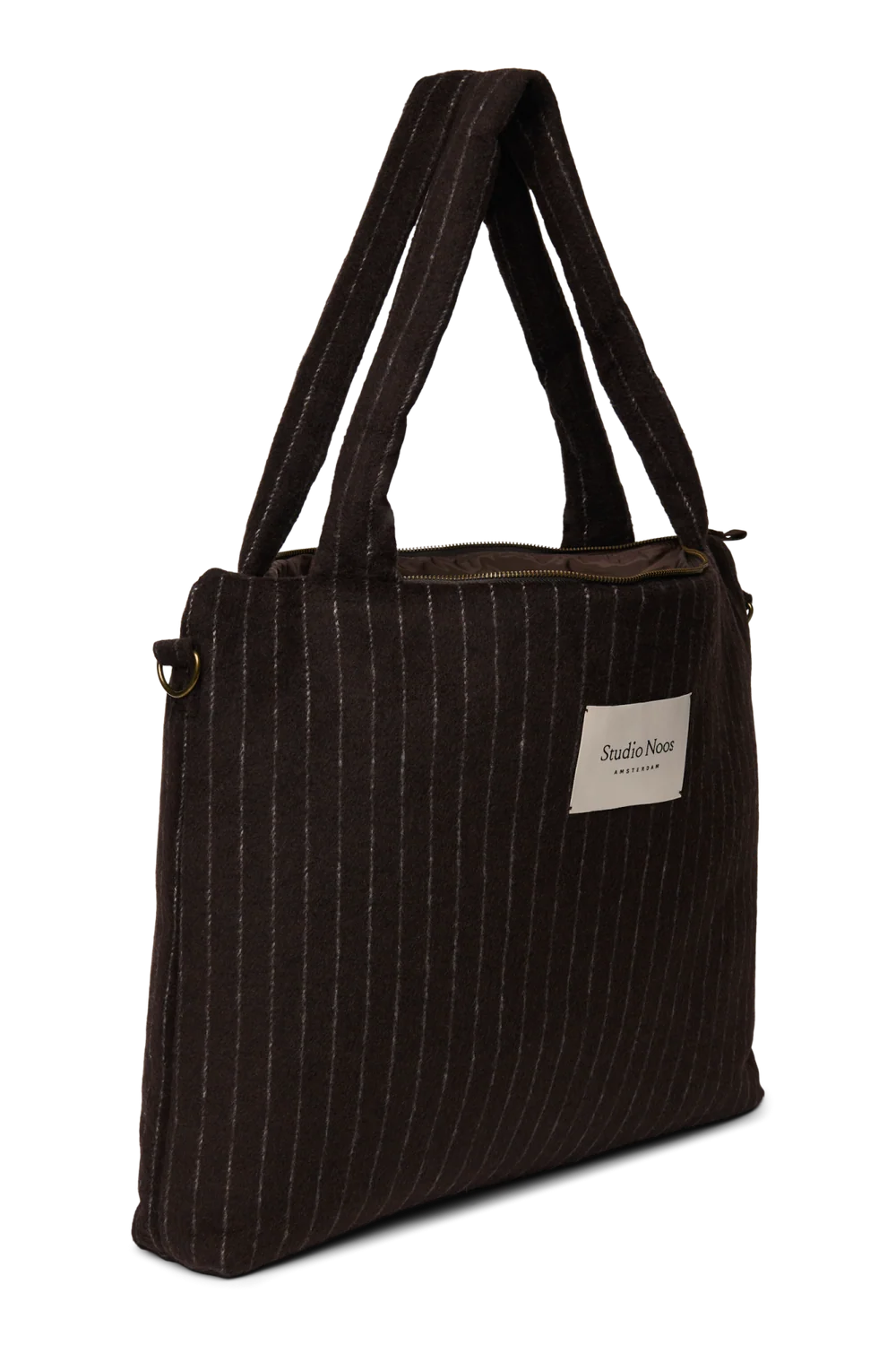 Flannel Chalkstripe Diaper Bag | Brown