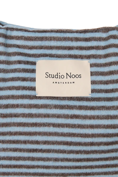 Stripy Wool Mom Bag | Light Blue / Brown