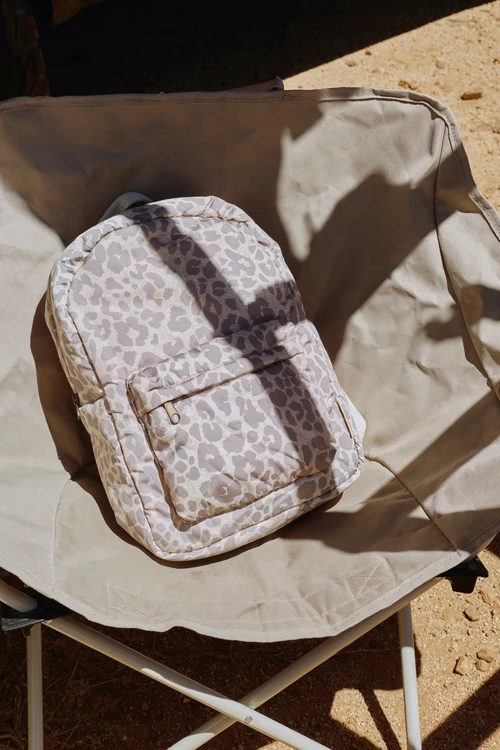Puffy Midi Backpack | Beige Leopard