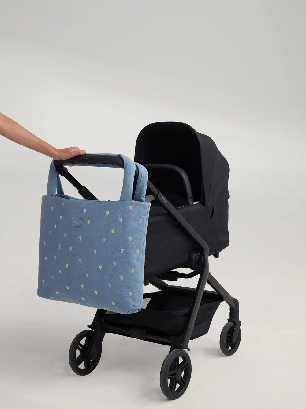 Denim Mom Bag | Light Blue Hearts