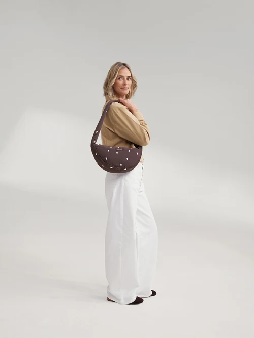 Puffy Mini Cross Body Bag | Brown Hearts