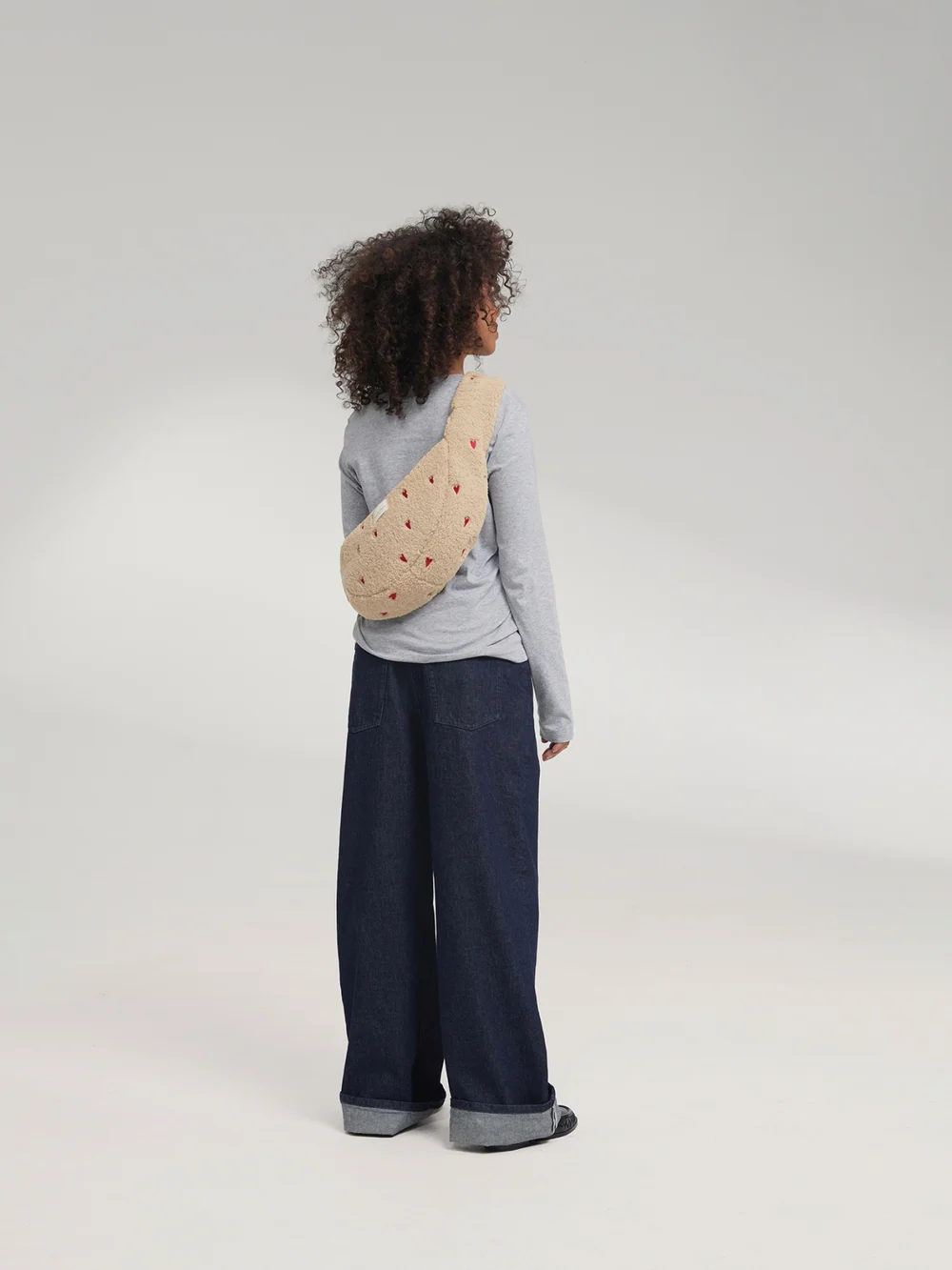 Teddy Mini Cross Body Bag | Ecru Hearts