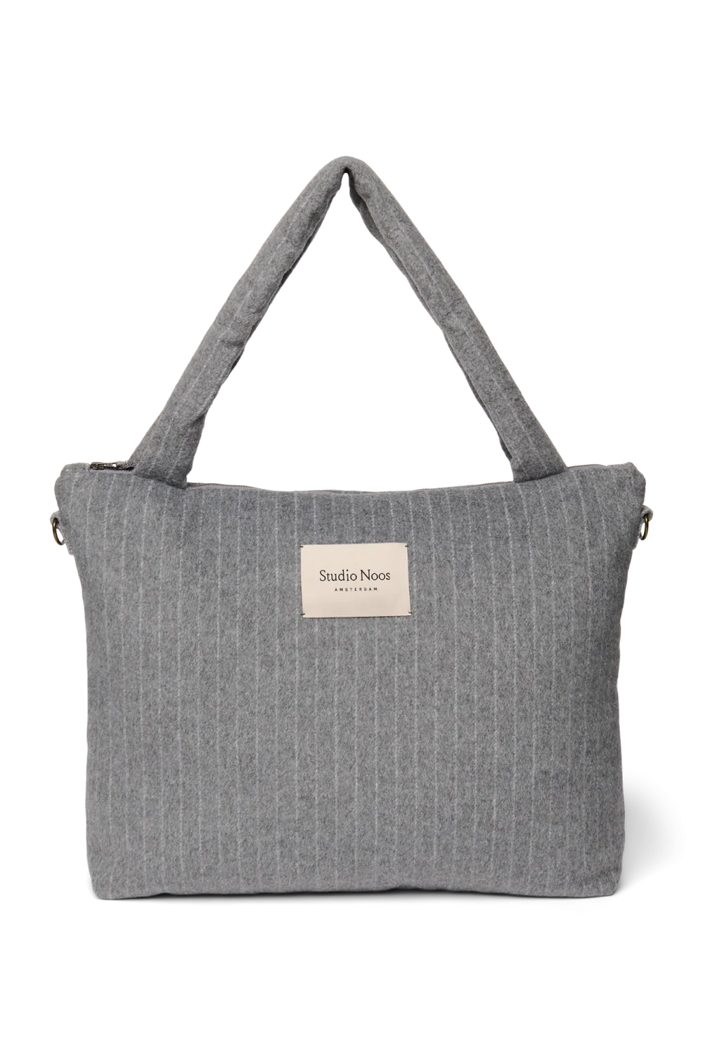 Flannel Chalkstripe Diaper Bag | Light Grey