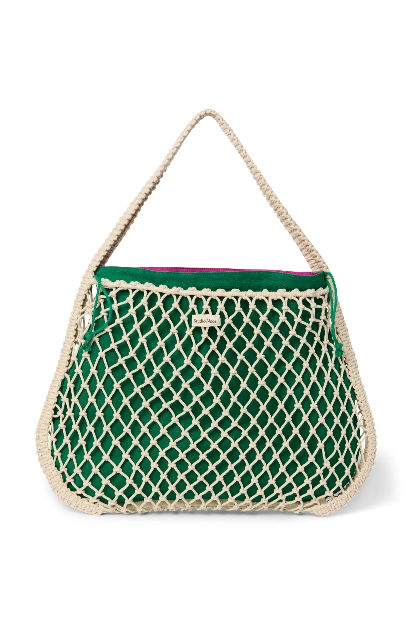 Purple-Green Reversible Insert | Natural Macram&eacute; Mom Bag with