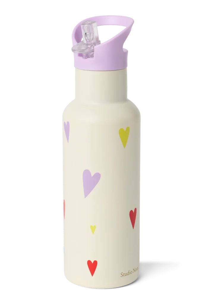 Stainless Steel Bottle 500ML | White Multicolor Hearts