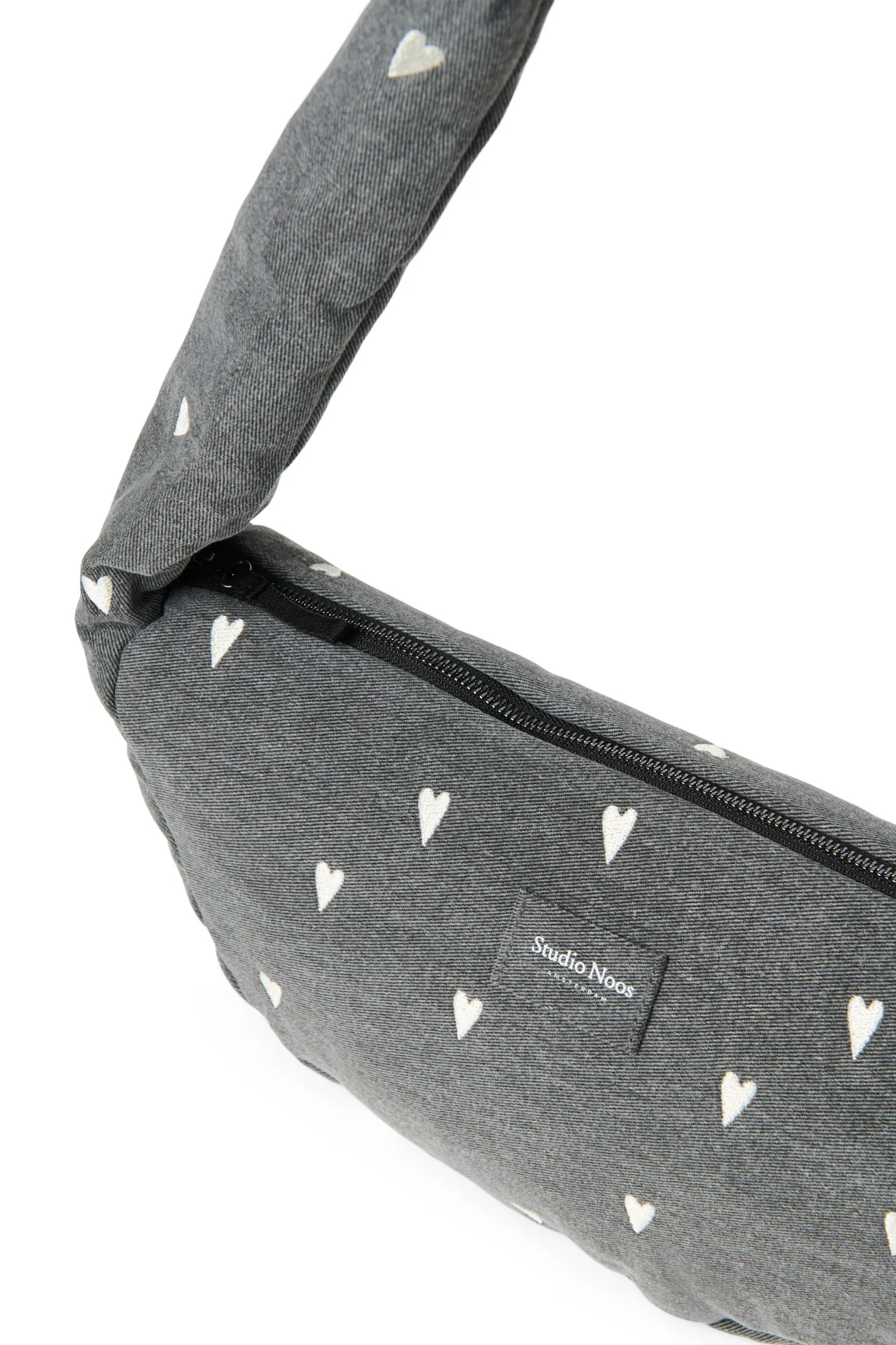 Denim Mini Cross Body Bag | Grey Hearts