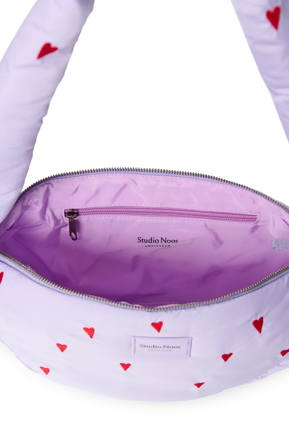 Puffy Mini Cross Body Bag | Purple Hearts
