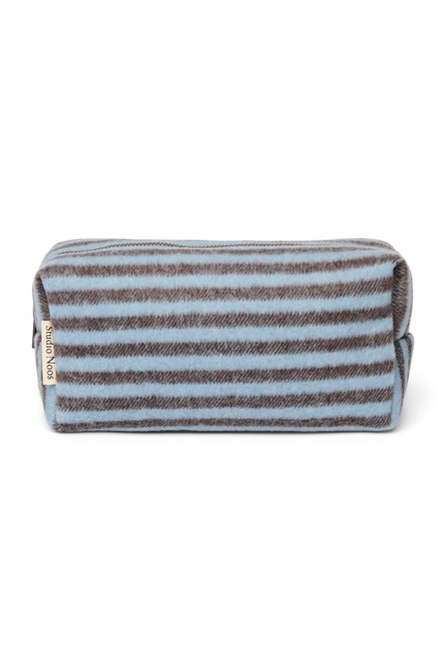 Stripy Wool Pouch | Light Blue / Brown