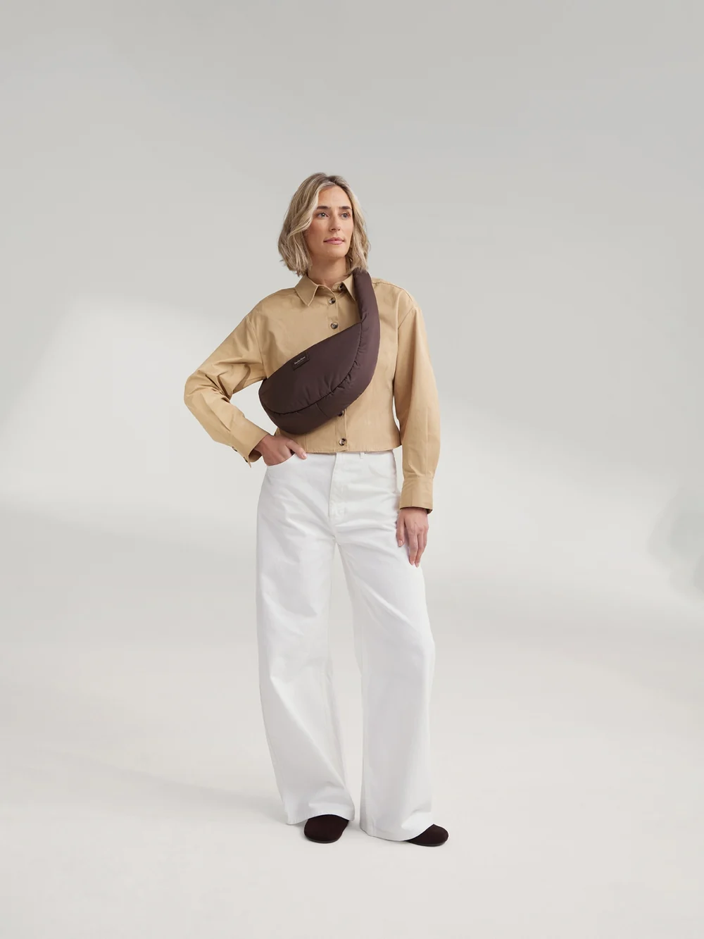 Puffy Mini Cross Body Bag | Brown