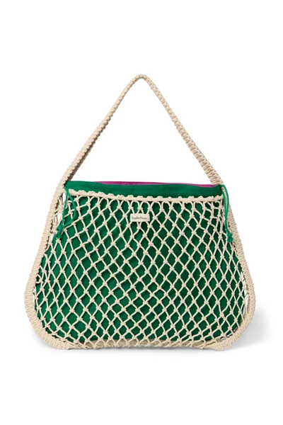 Purple-Green Reversible Insert | Natural Macramé Mom Bag with