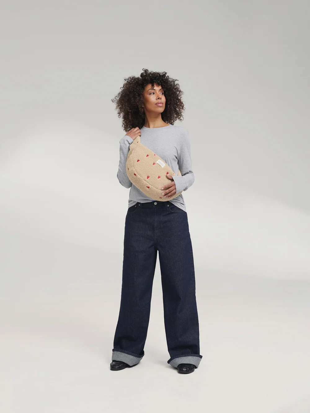 Teddy Mini Cross Body Bag | Ecru Hearts