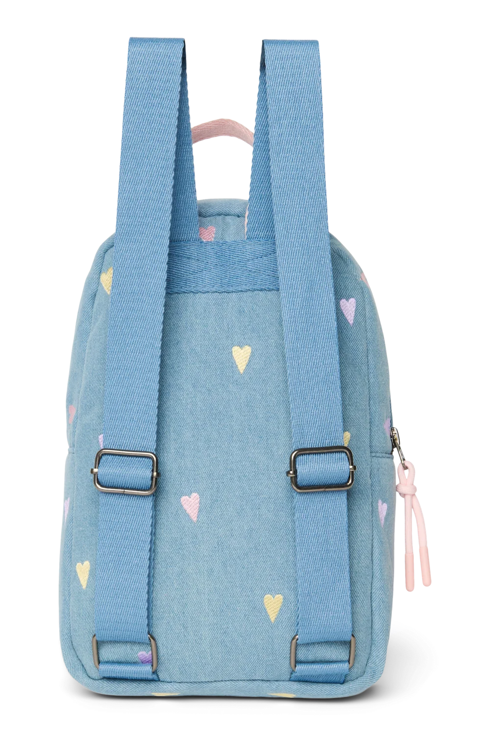 Denim Mini Backpack | Light Blue Hearts