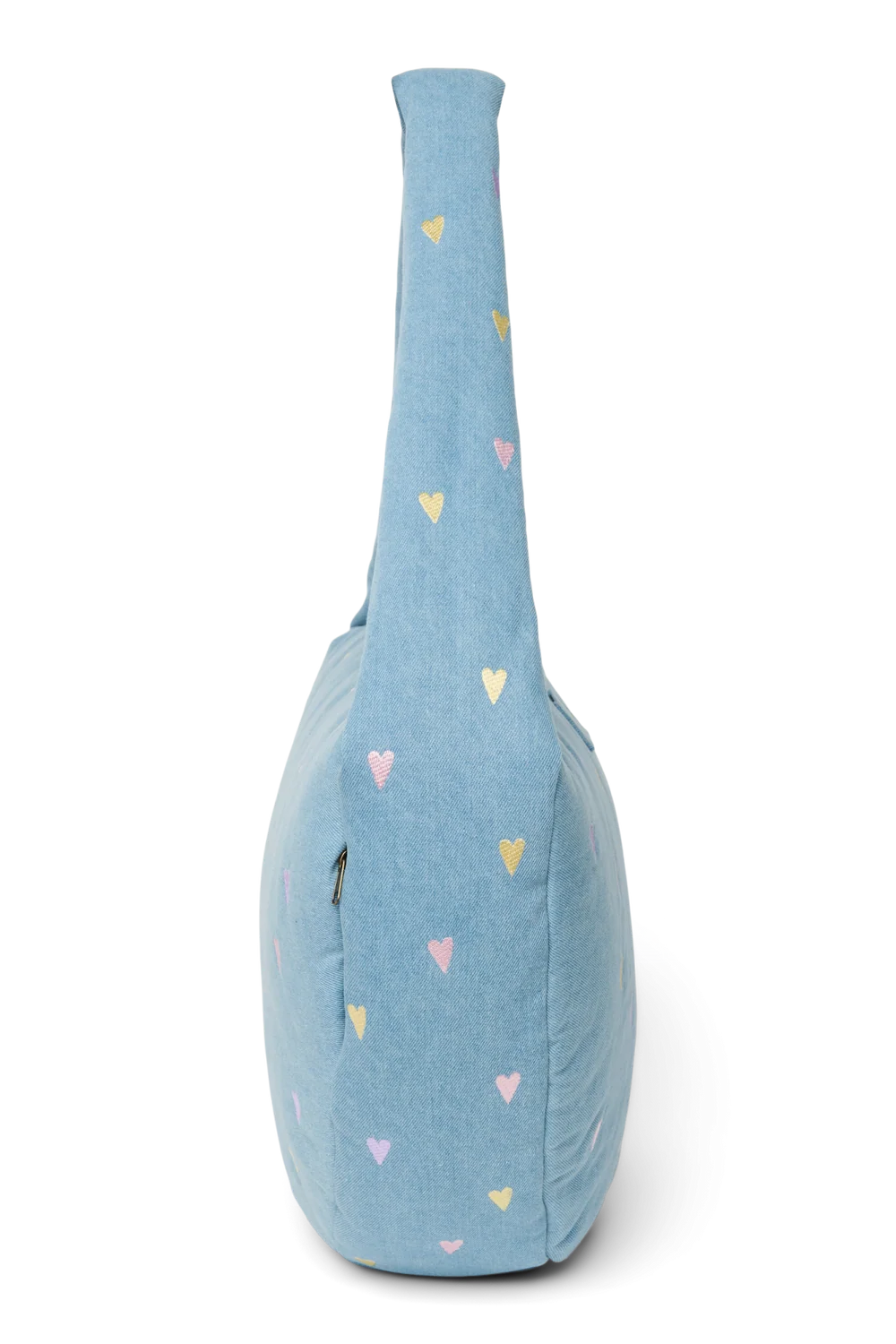 Denim Cross Body Bag | Light Blue Hearts
