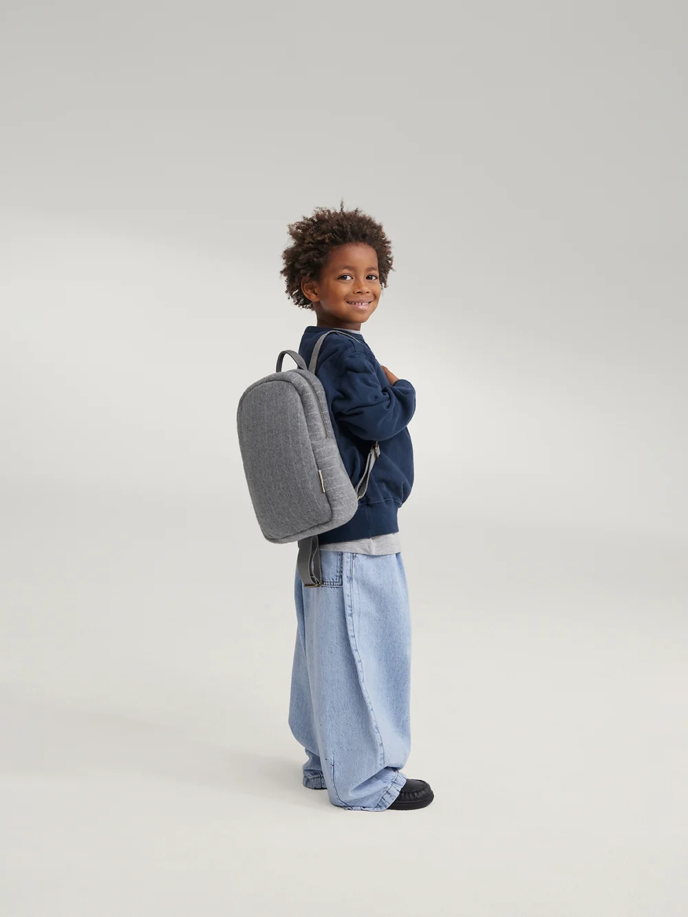 Flannel Chalkstripe Mini Backpack | Light Grey