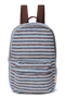 Stripy Wool Midi Backpack | Light Blue / Brown