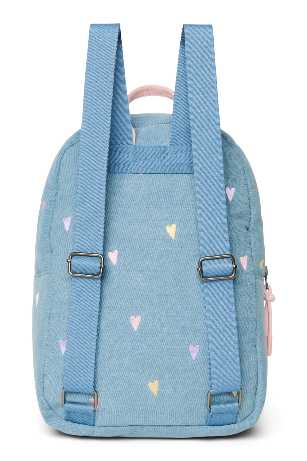 Denim Midi Backpack | Light Blue Hearts