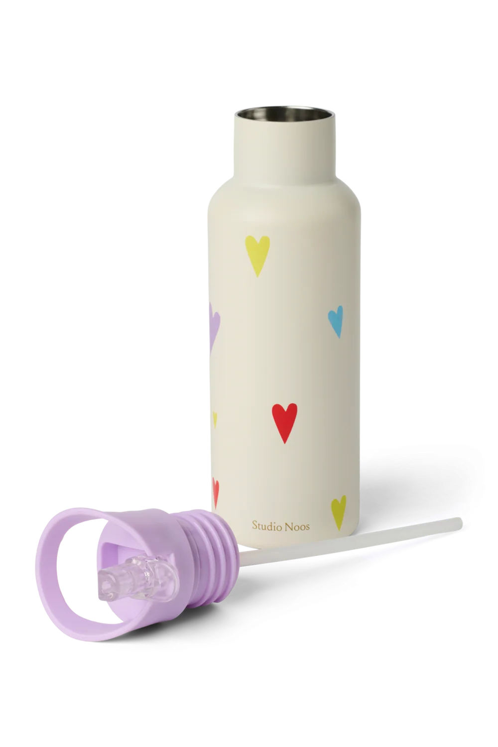 Stainless Steel Bottle 500ML | White Multicolor Hearts