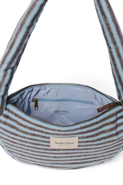 Stripy Wool Mini Cross Body Bag | Light Blue / Brown